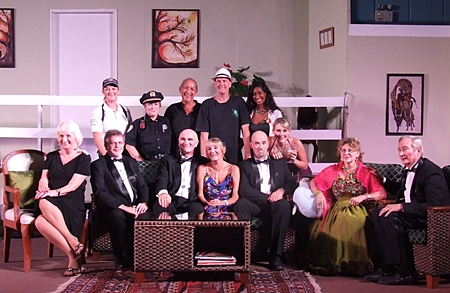 The Pattaya Players cast for their production of Neil Simon’s play “Rumors” pose for a group photo.